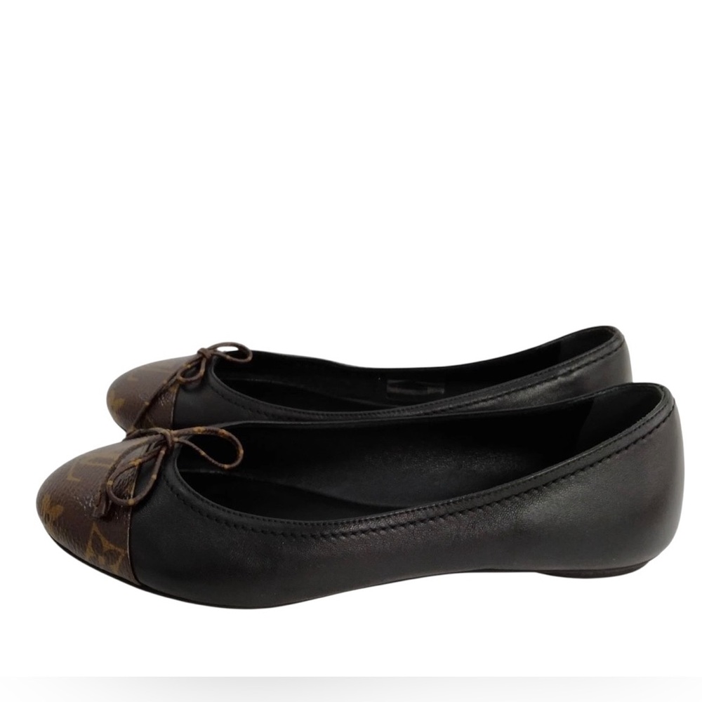 ✨🛍️ Louis Vuitton Popi Line Monogram and Black Leather Ballet Shoes - Picture 3 of 8